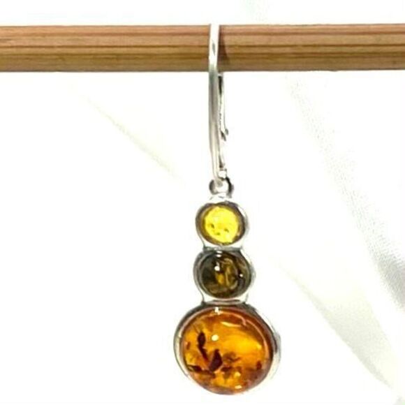 AMT Citrine, Amber & Topaz Sterling Silver  Dangles - Picture 2 of 7